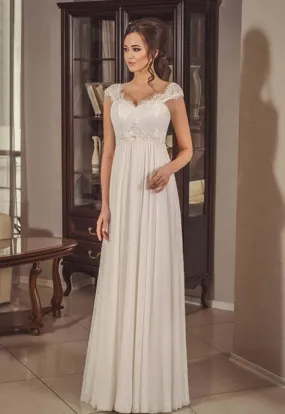 ---Second wedding civil rite wedding dress 2021 empire style collection made in chiffon with lace straps--