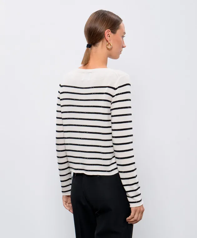 Allude Maglia bianca in lana e cashmere con cristalli 24517820