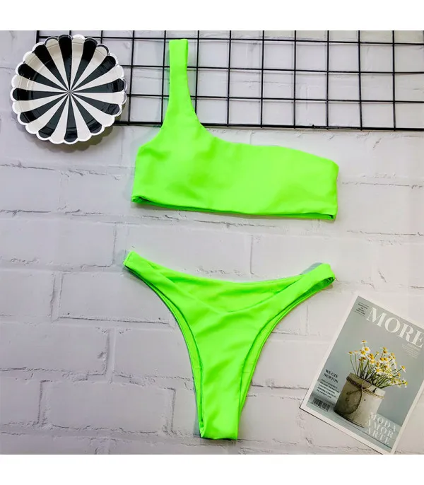 Bikini monospalla neon