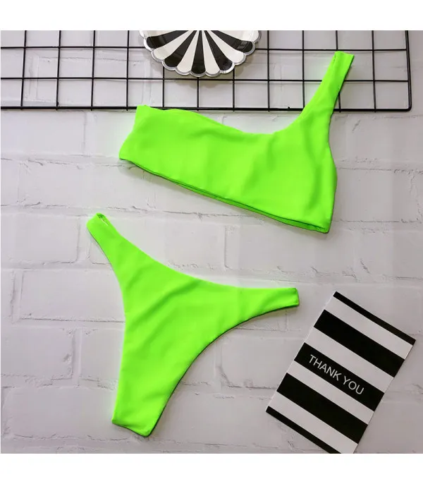 Bikini monospalla neon