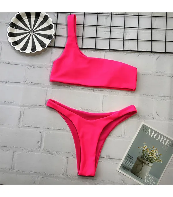 Bikini monospalla neon