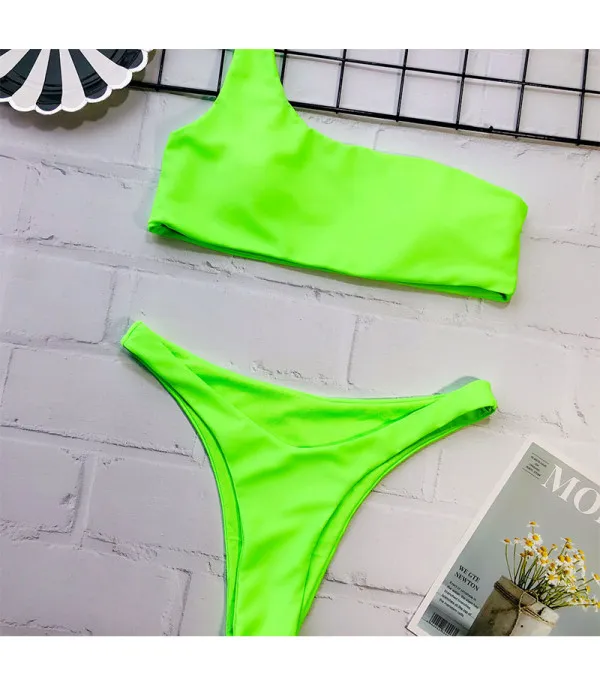 Bikini monospalla neon