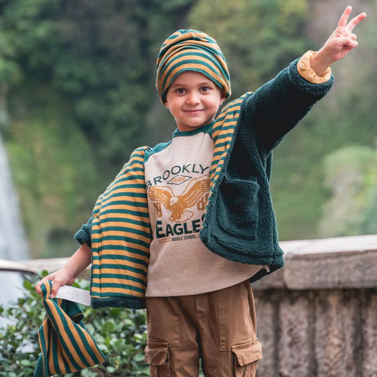 Cappello Senape E Verde Bambina E Bambino