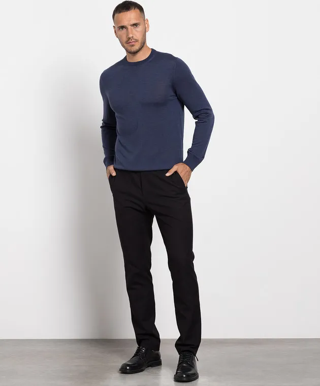 Cashmere&Whiskey Maglia blu in lana, seta e cashmere MU8191318410R3XL