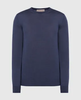 Cashmere&Whiskey Maglia blu in lana, seta e cashmere MU8191318410R3XL