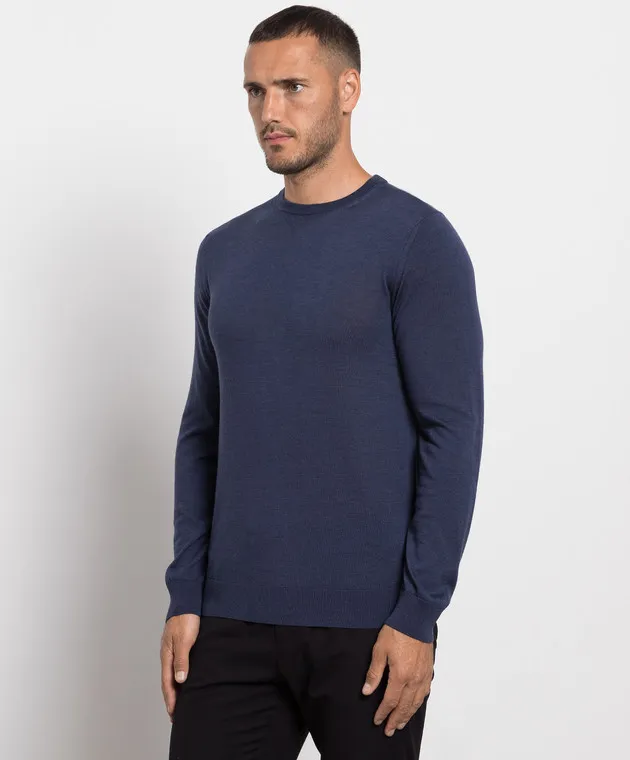 Cashmere&Whiskey Maglia blu in lana, seta e cashmere MU8191318410R3XL