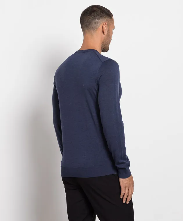 Cashmere&Whiskey Maglia blu in lana, seta e cashmere MU8191318410R3XL