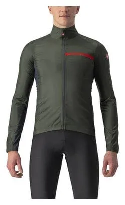 Castelli Squadra Stretch Windbreaker Jacket Khaki Green / Dark Grey