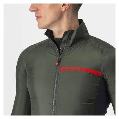 Castelli Squadra Stretch Windbreaker Jacket Khaki Green / Dark Grey