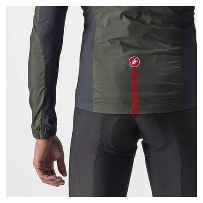 Castelli Squadra Stretch Windbreaker Jacket Khaki Green / Dark Grey