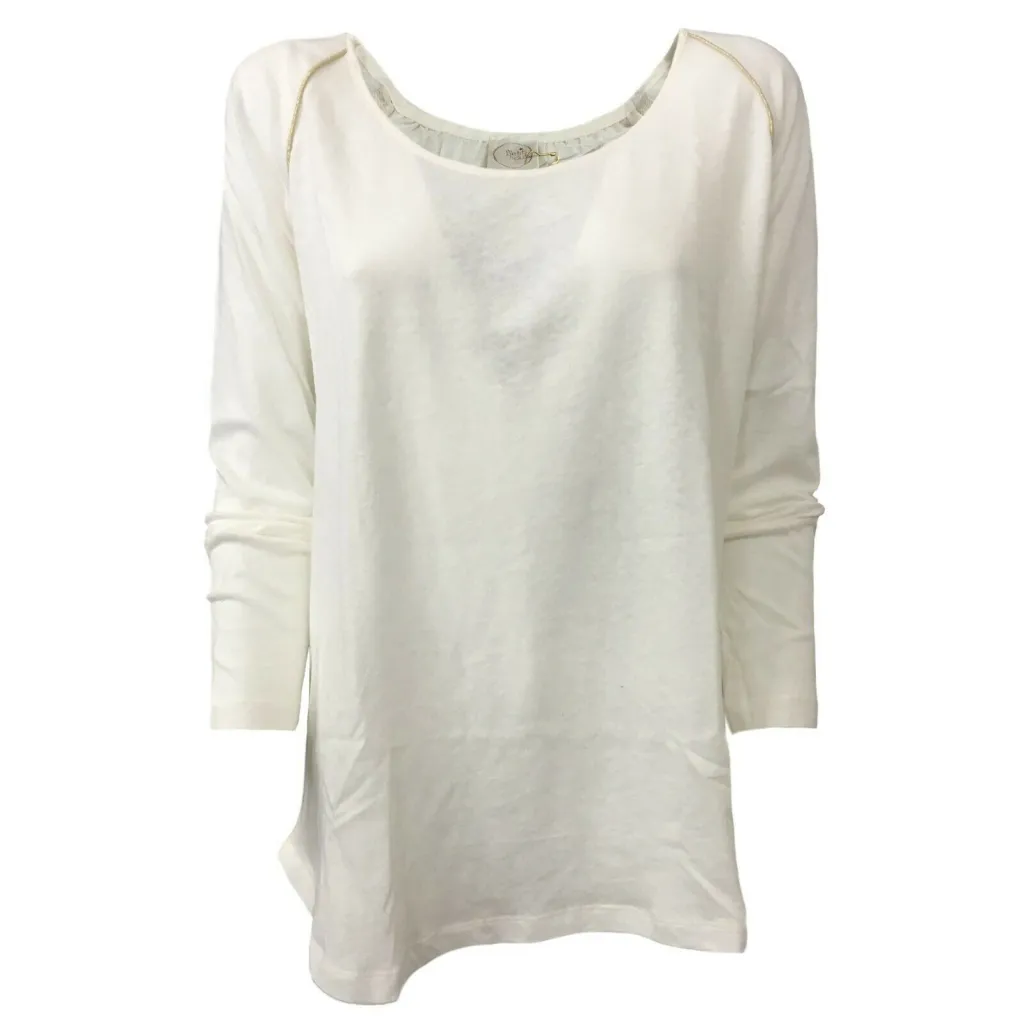 DES PETITS HAUTS Maglia donna con inserti in seta mod TOMAS 85% cotone 15% lino