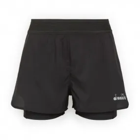 Diadora Pantaloncini Running Double Layer 2In1 Be One Nero Donna