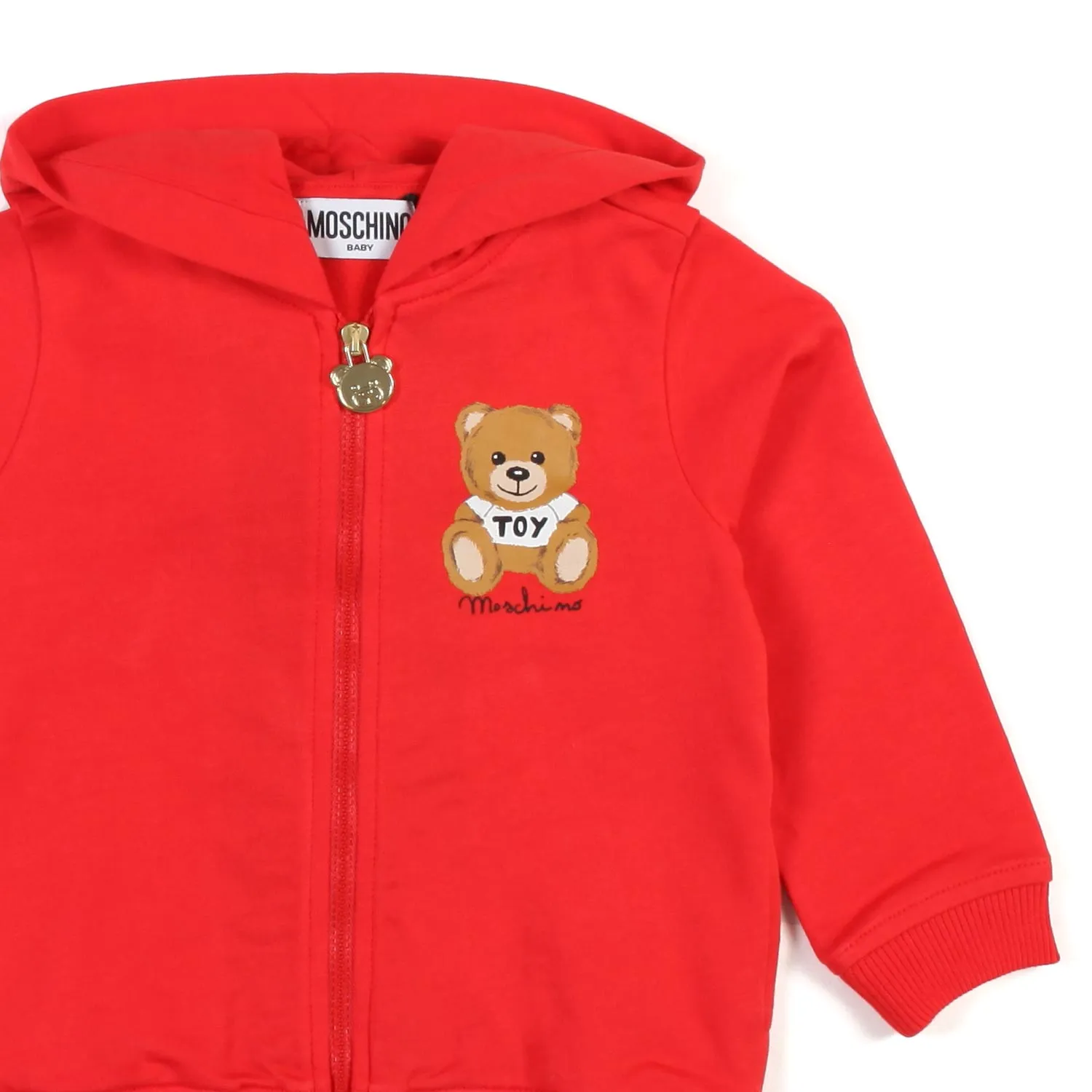 Felpa Baby Rossa Con Cappuccio E Teddy Bear