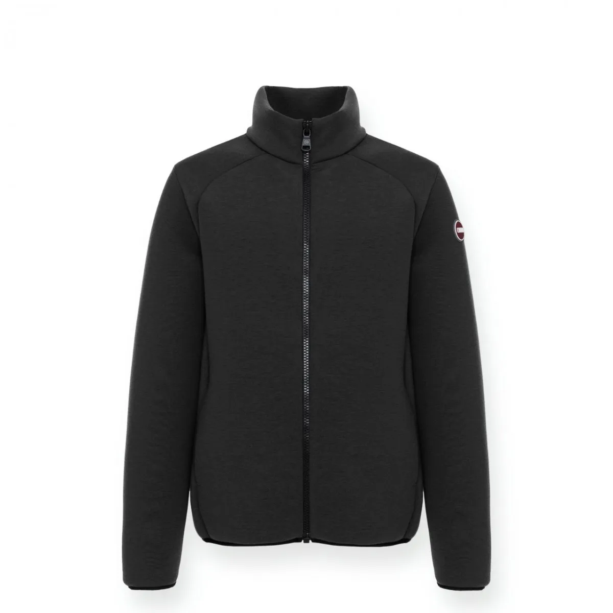 Felpa Full Zip Effetto Scuba Nero