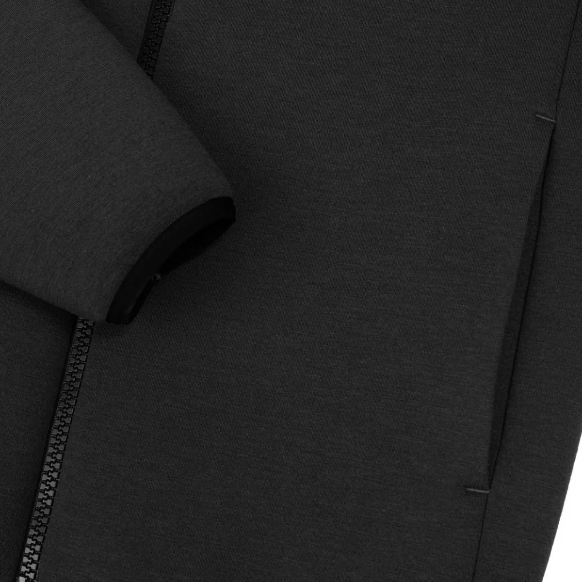 Felpa Full Zip Effetto Scuba Nero