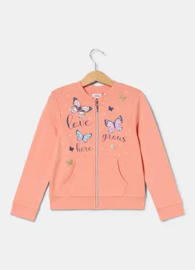 Felpa full zip in puro cotone bambina