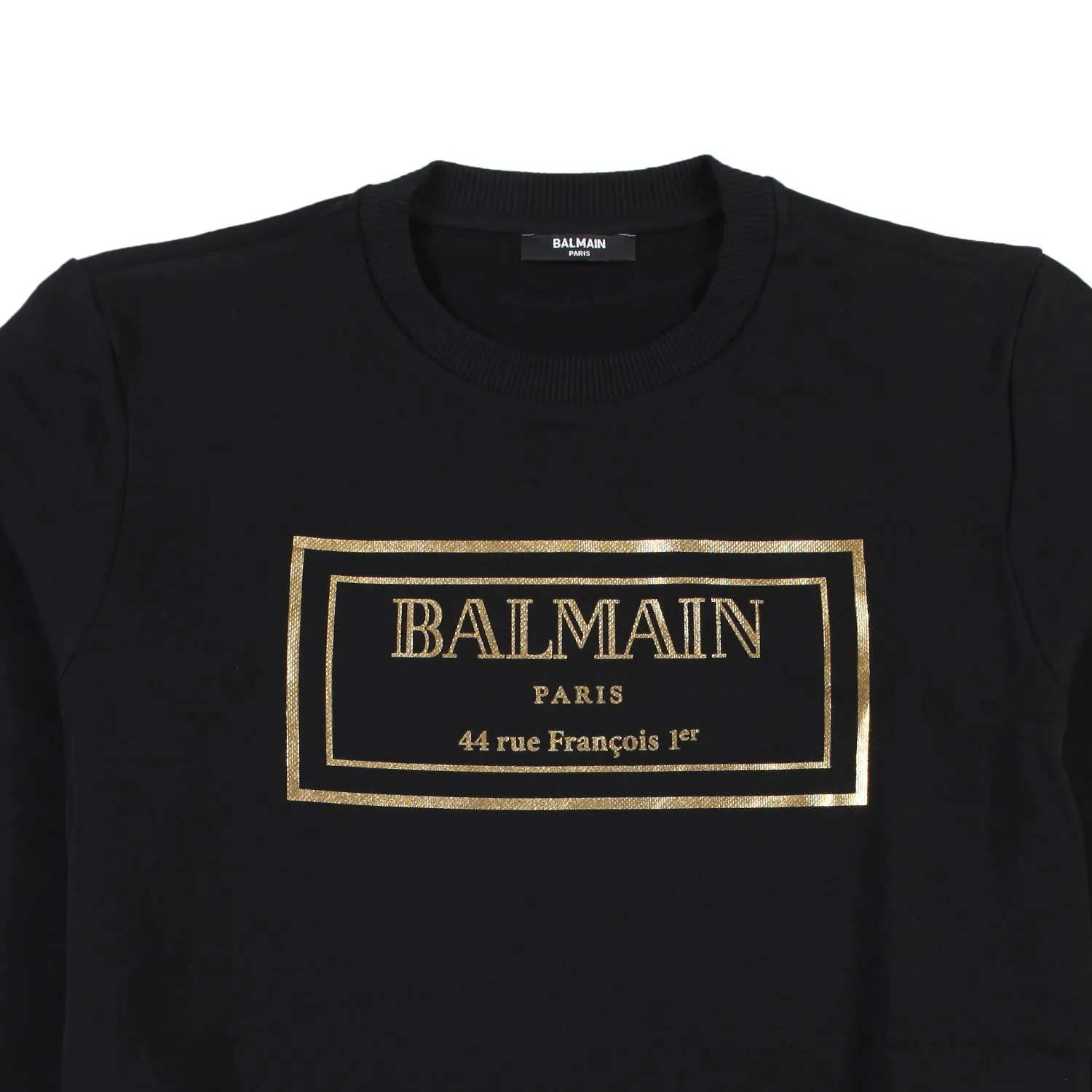 Felpa Unisex Balmain Nera Con Logo-Cornice Oro