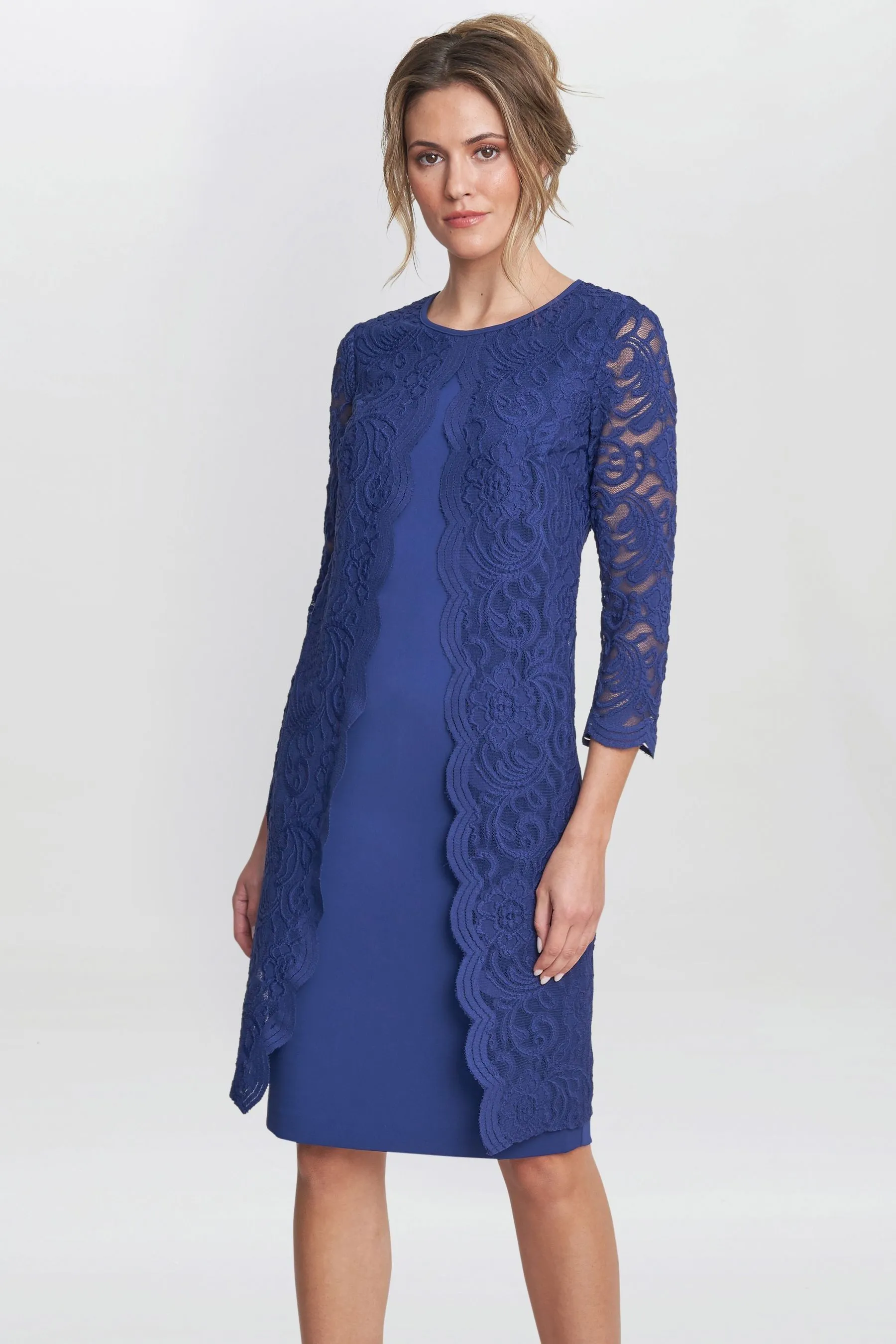 Gina Bacconi Blu - Clarabelle Mock Lace Jacket And Crepe Dress