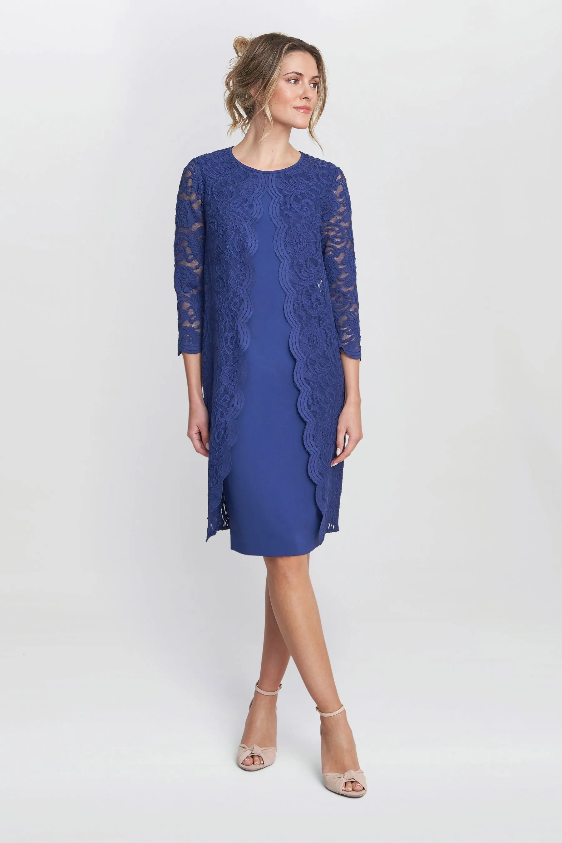 Gina Bacconi Blu - Clarabelle Mock Lace Jacket And Crepe Dress