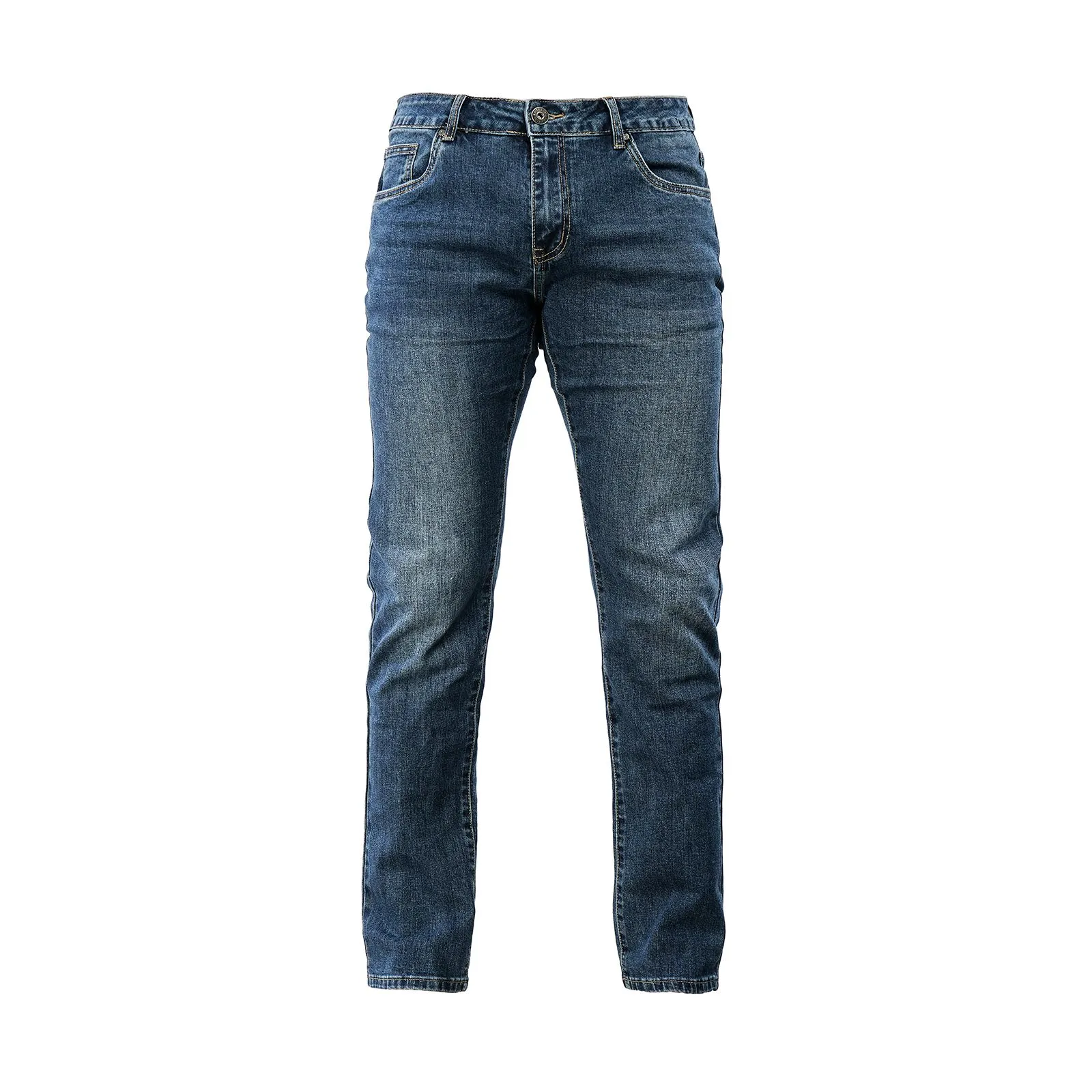 Jeans blu effetto stone washed con tasche