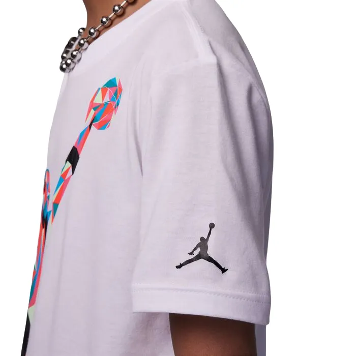 Jordan short sleeve t-shirt with Jumpman print for boys Heirloom 95C984-001 white