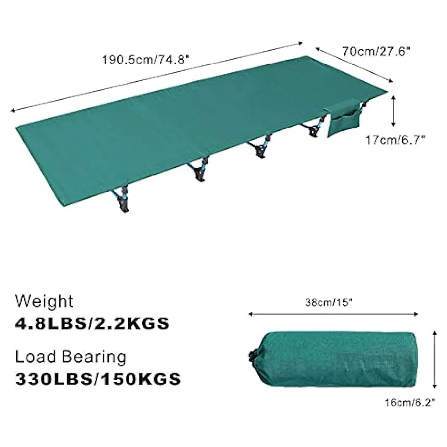 Lettino da Campeggio Pieghevole Ultraleggero Lettino da Campeggio Portatile per impieghi gravosi con Borsa per Il Trasporto, Let