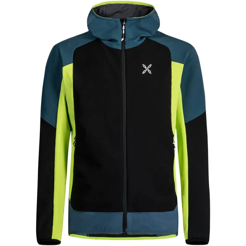 MONTURA PREMIUM WIND HOODY JACKET BLU CENERE/VERDE LIME TAGLIA S