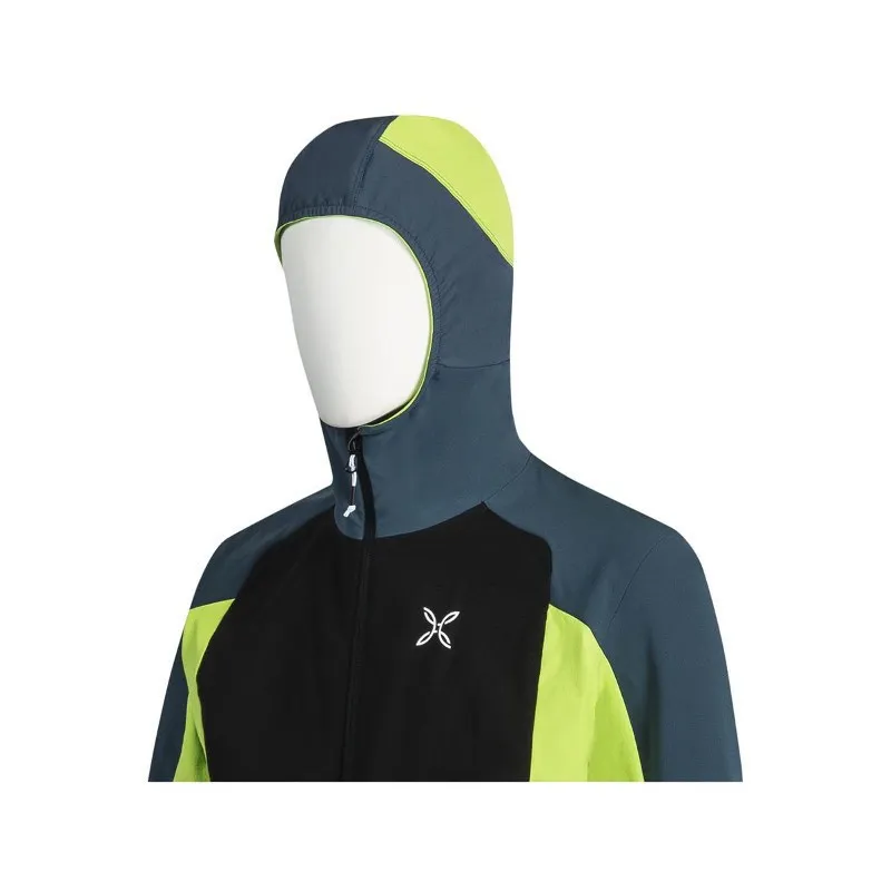 MONTURA PREMIUM WIND HOODY JACKET BLU CENERE/VERDE LIME TAGLIA S