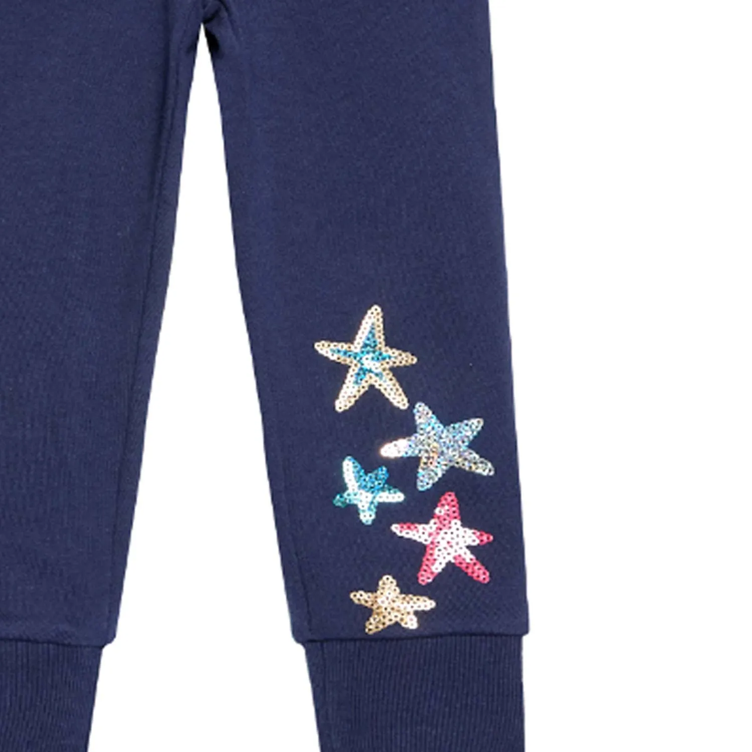 Pantalone Blu In Felpa Con Stelle Bambina