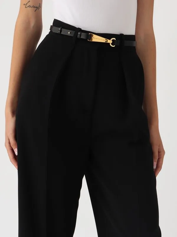 Pantalone donna Elisabetta Franchi in crêpe con cintura Nero