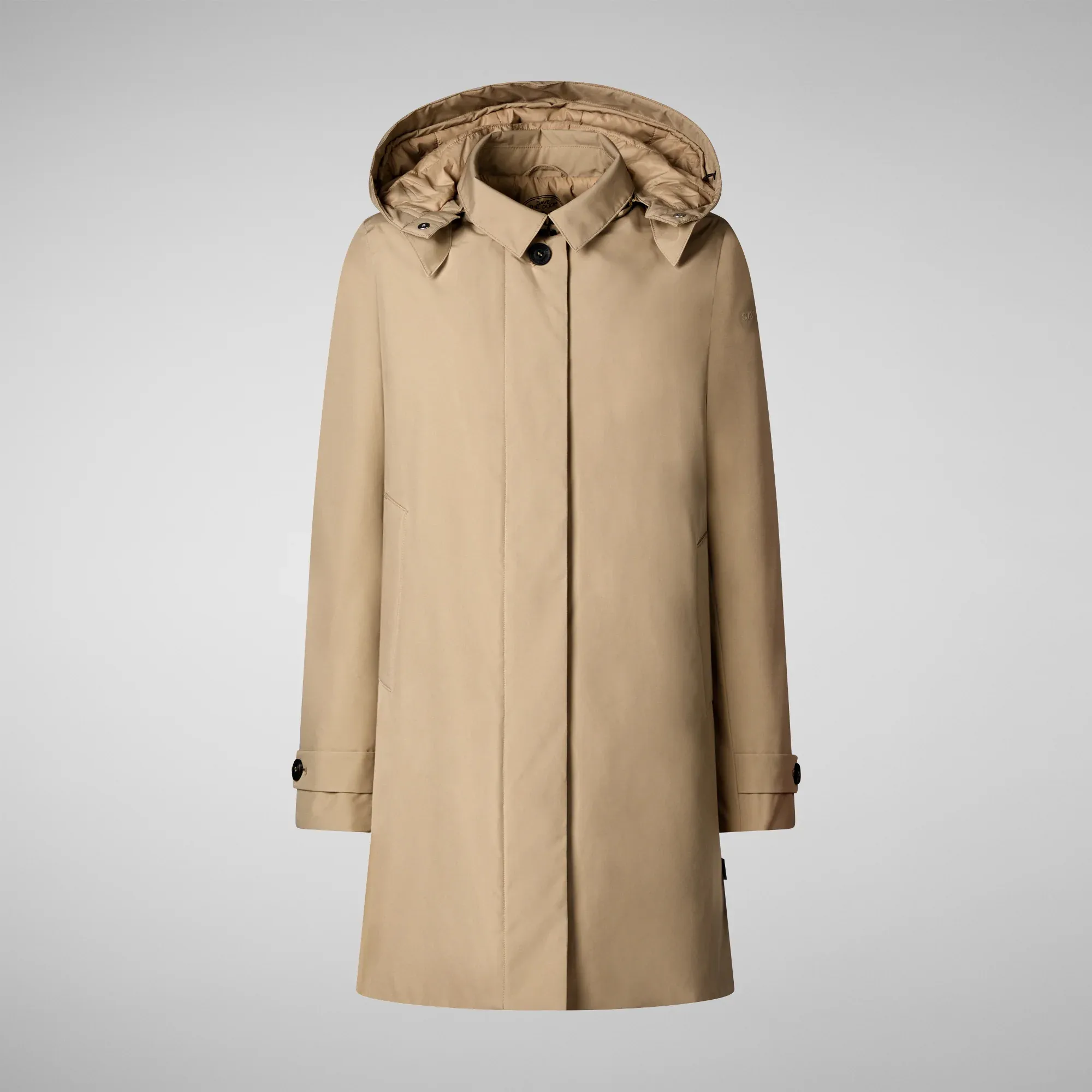 SAVE THE DUCK Cappotto donna in soft shell cappuccio staccabile CAPPOTTO CAPPUCCIO EMBIE