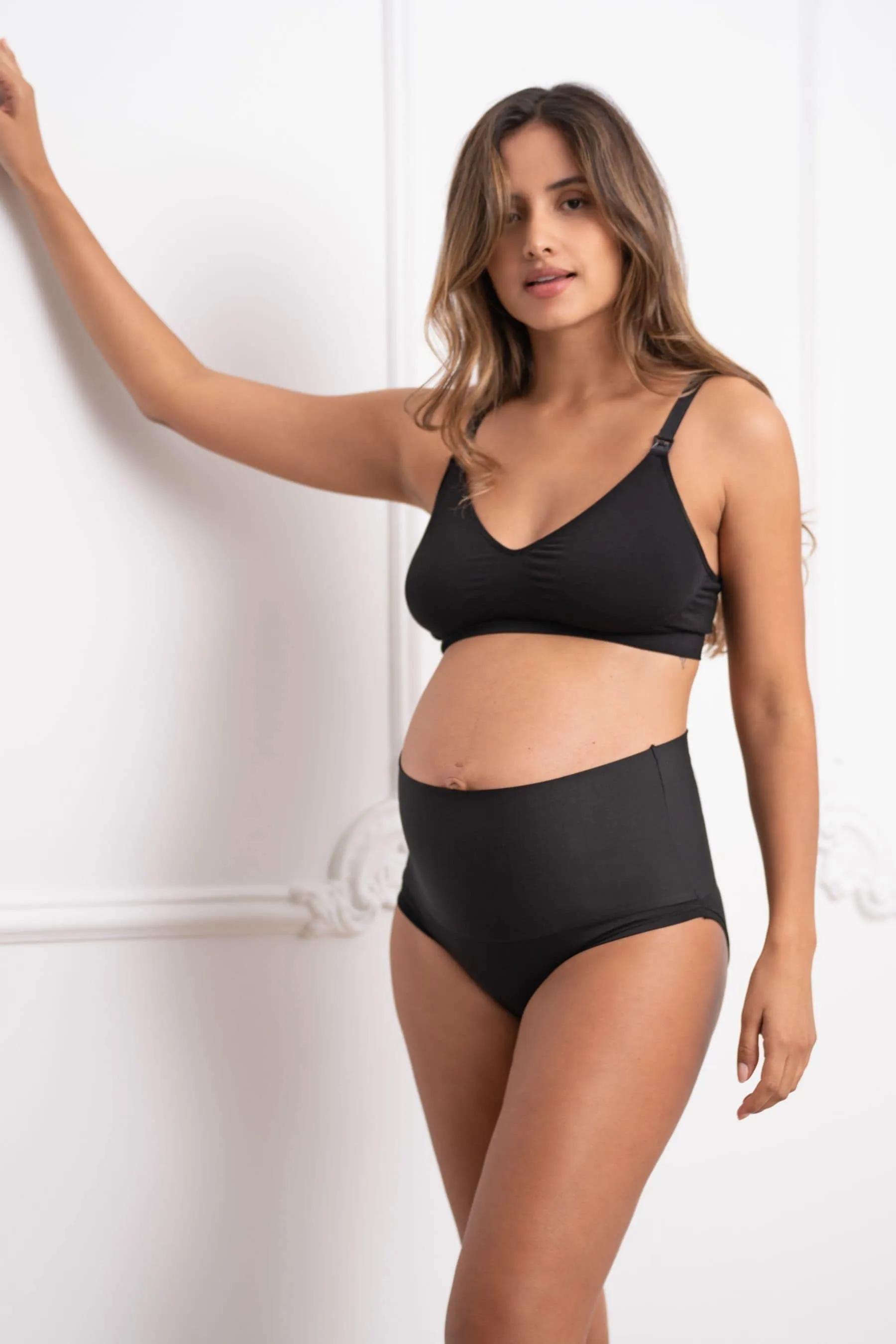 Seraphine - Nero con vita a pieghe - Confezione premaman e post-premaman Slip 2 Confezione