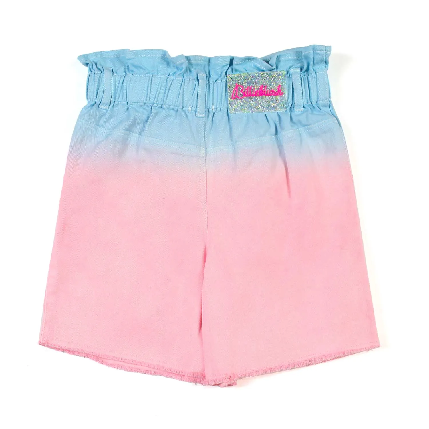 Shorts Di Jeans Sfumato Celeste E Rosa Bambina