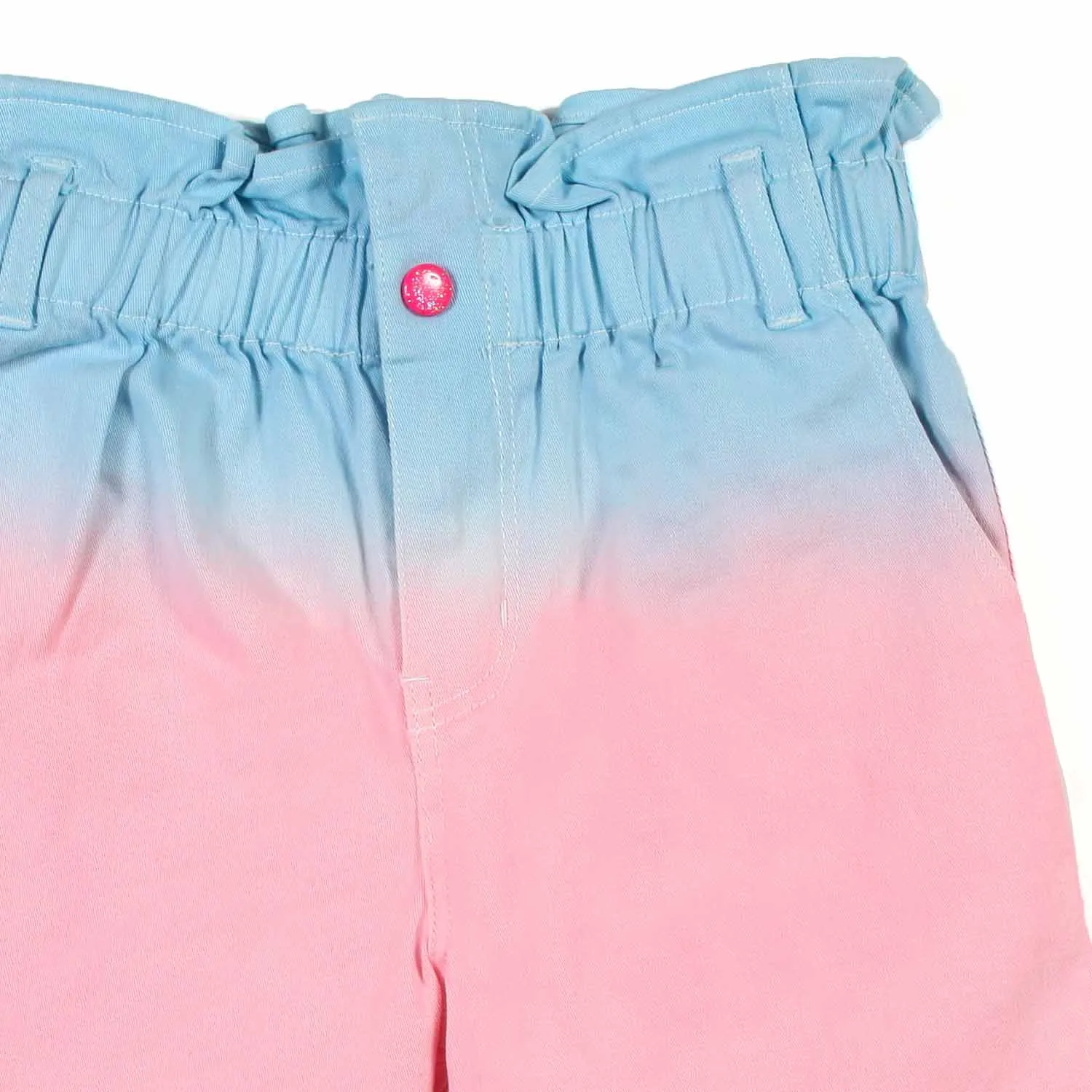 Shorts Di Jeans Sfumato Celeste E Rosa Bambina