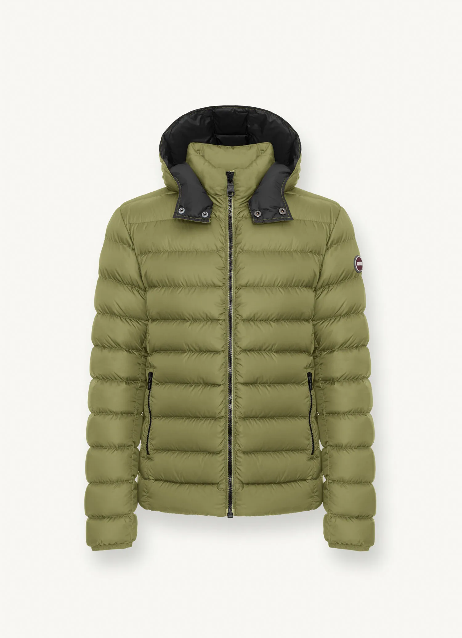 Sporty down jacket with detachable hood