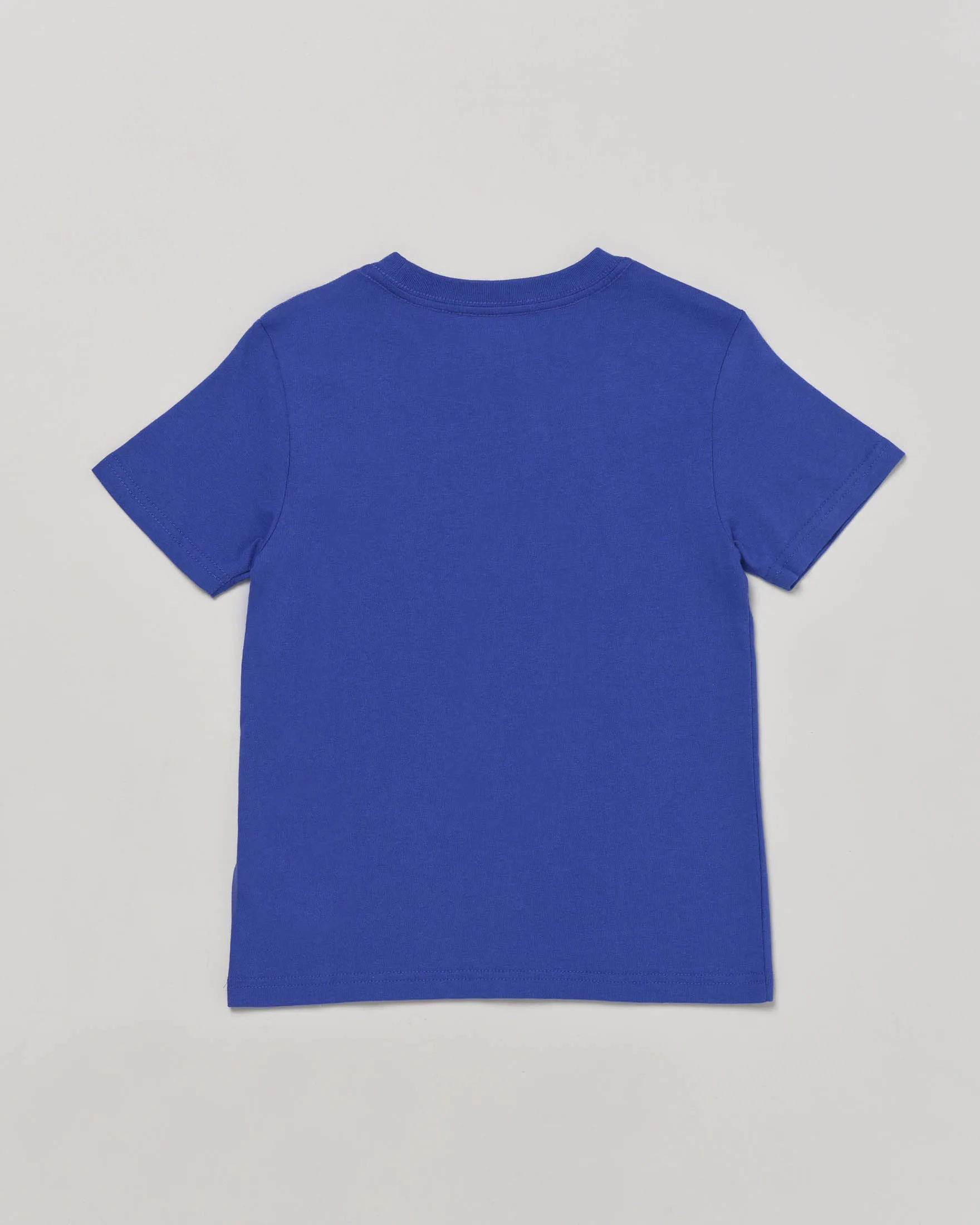 T-shirt blu royal a mezza manica in cotone con logo pony verde 2-7 anni