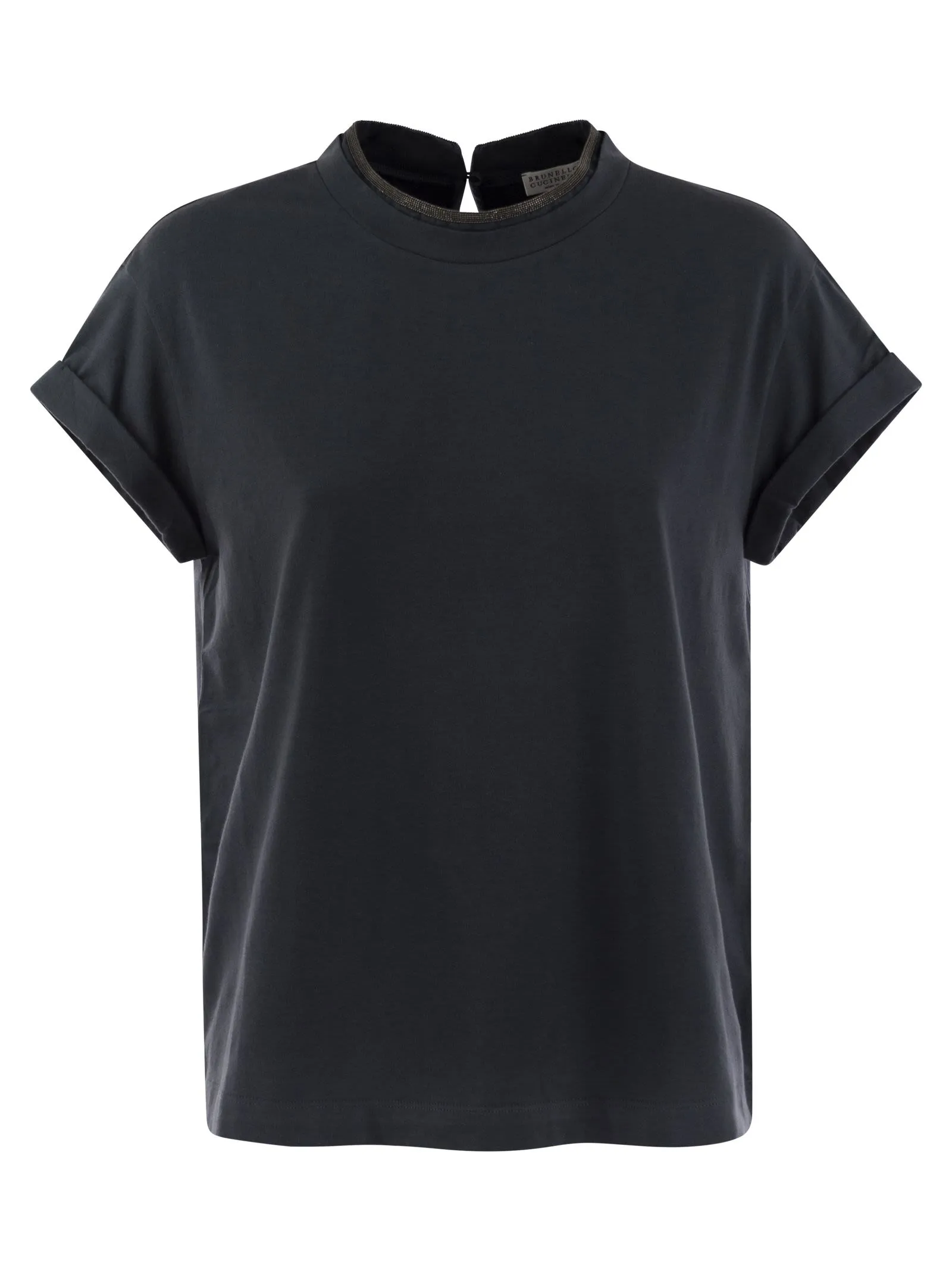 T-shirt in jersey di cotone stretch con finto strato Precious