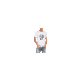 T-Shirt In Jersey Stampa Teschio Replay, Bianco