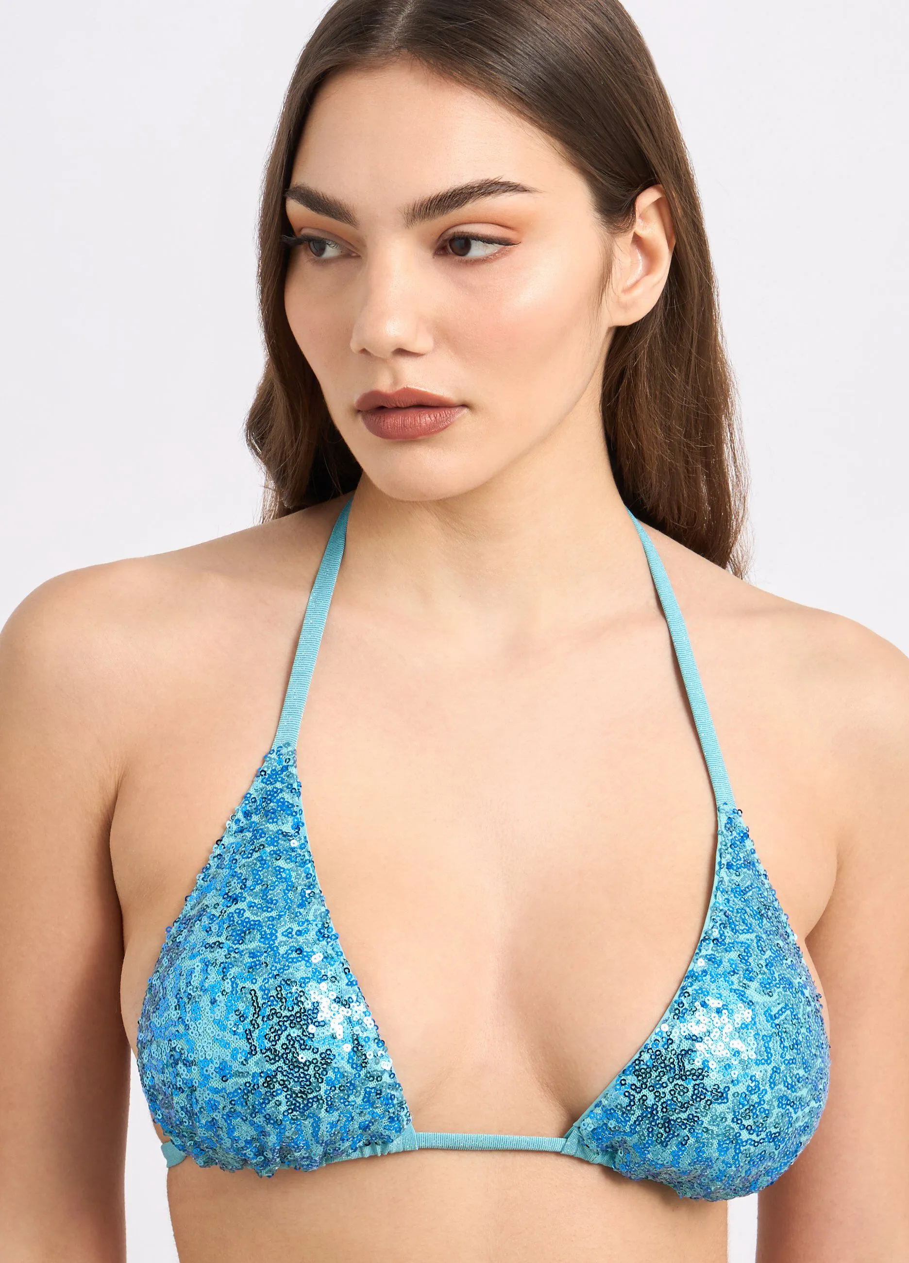 Top bikini triangolo con paillettes donna