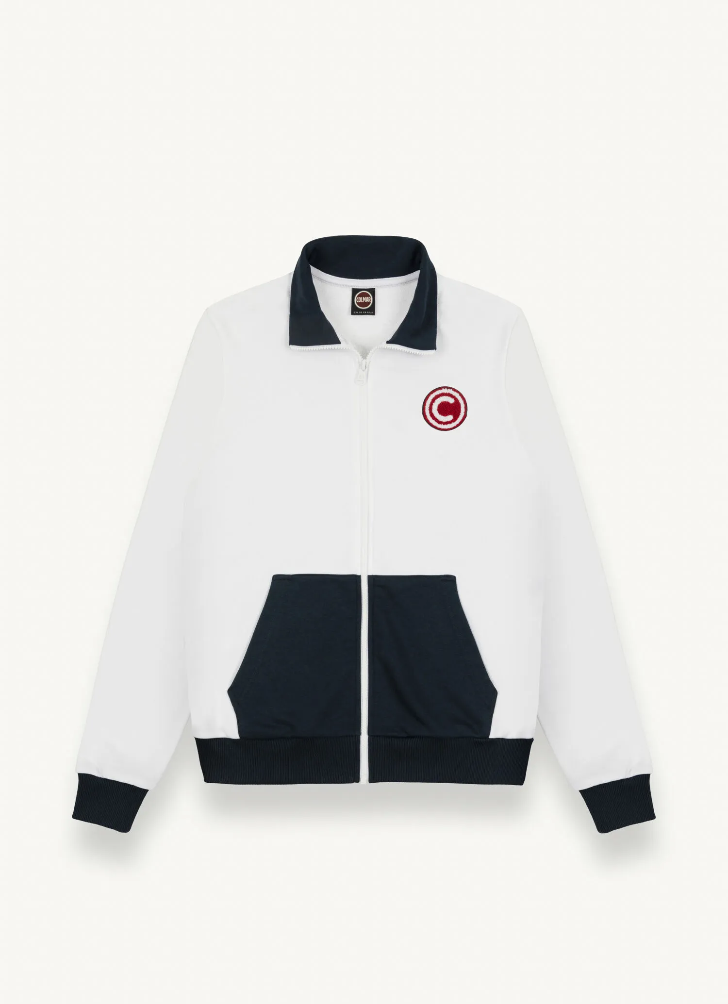 Varsity cotton blend full zip sweatshirt