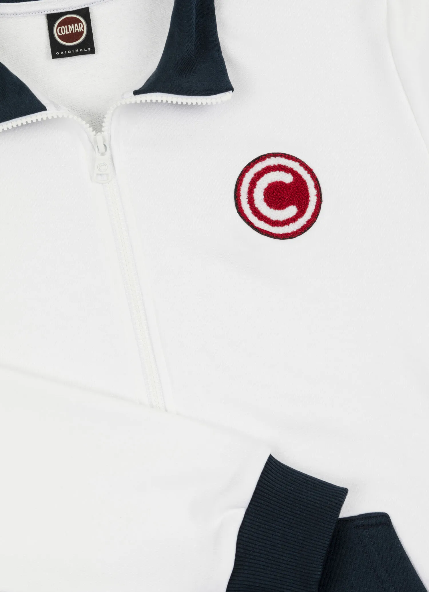 Varsity cotton blend full zip sweatshirt